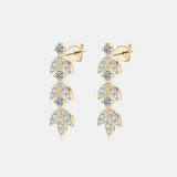 925 Sterling Silver Moissanite Leaf Earrings - Trendsi - Flyclothing LLC