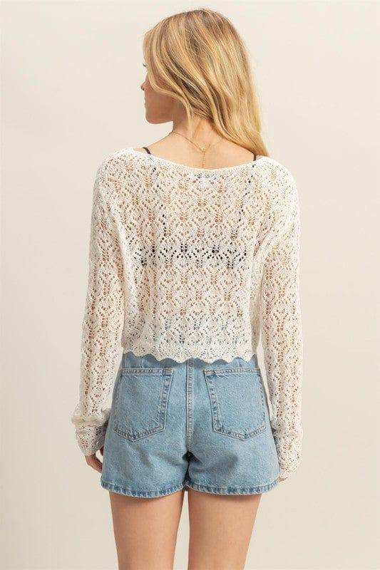 HYFVE Crochet Round Neck Cropped Knit Cover Up - Trendsi - Flyclothing LLC