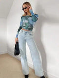 Tie-Dye Round Neck Long Sleeve T-Shirt - Trendsi