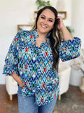 Double Take Full Size Printed Balloon Sleeve Blouse - Trendsi - Flyclothing LLC