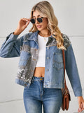 Snake Print Button Up Denim Jacket - Trendsi - Flyclothing LLC