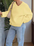 V-Neck Long Sleeve Sweater - Trendsi - Flyclothing LLC