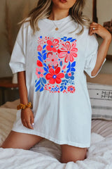 Flower Graphic Round Neck Short Sleeve T-Shirt - Trendsi - Flyclothing LLC