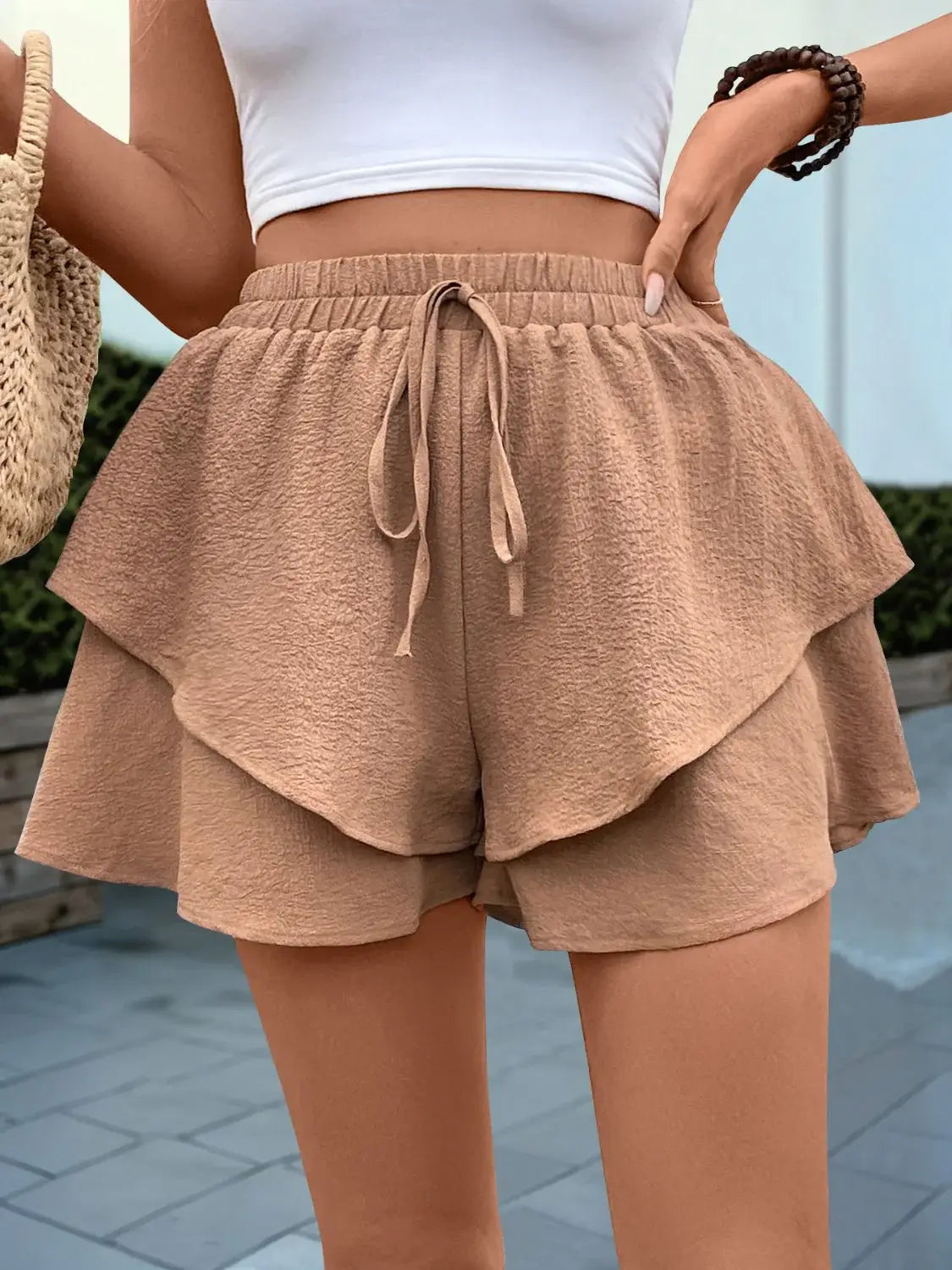 Perfee Tied Layered Shorts - Trendsi - Flyclothing LLC
