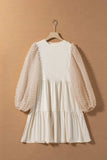 Tiered Round Neck Balloon Sleeve Mini Dress - Trendsi - Flyclothing LLC