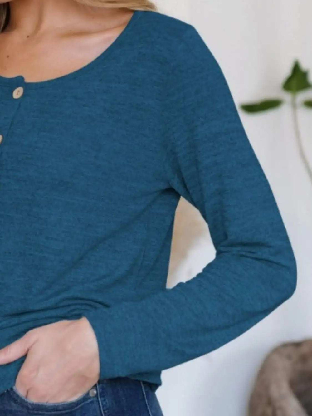 Button Up Round Neck Long Sleeve Cardigan - Trendsi - Flyclothing LLC