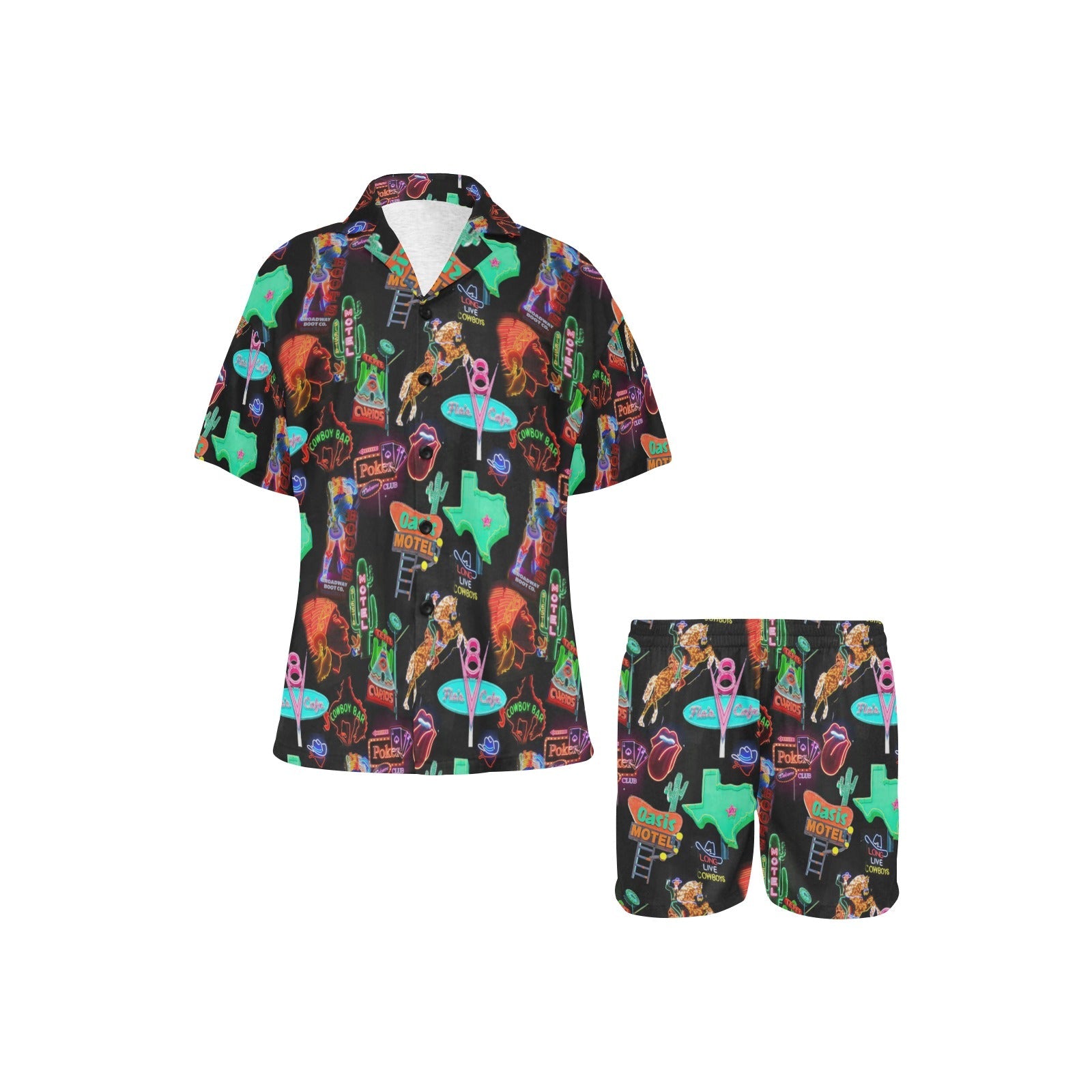 Baha Ranch Vegas Neon Women's Western Pajama Set