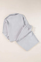 Textured Long Sleeve Top and Drawstring Pants Set - Trendsi - Flyclothing LLC