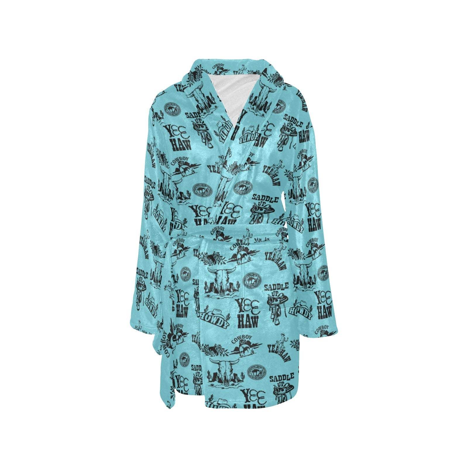 Baha Ranch Blue Cowboy Print Western Bath Robe - Baha Ranch Western Wear - Flyclothing LLC