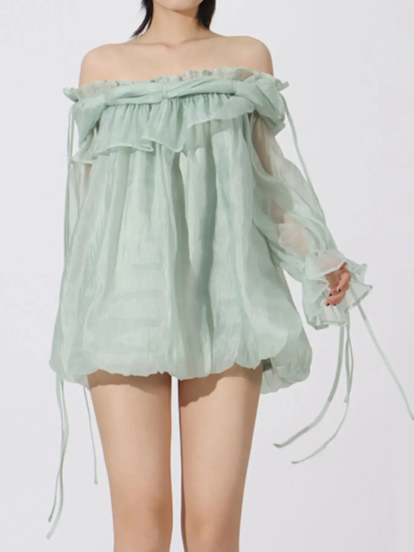 Ruffled Off-Shoulder Flounce Sleeve Blouse - Trendsi - Flyclothing LLC