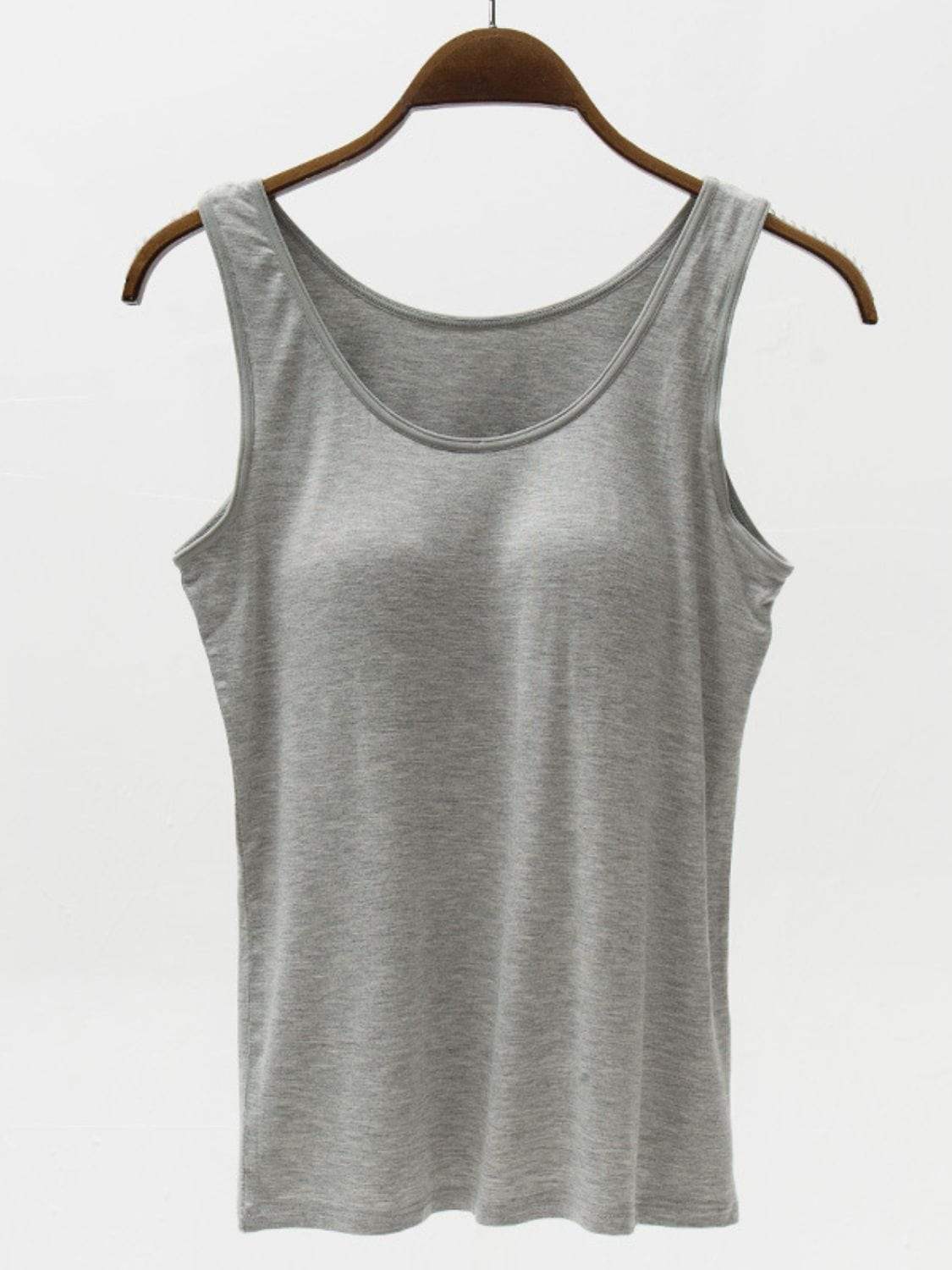 Full Size Wide Strap Modal Tank with Bra - Trendsi - Flyclothing LLC