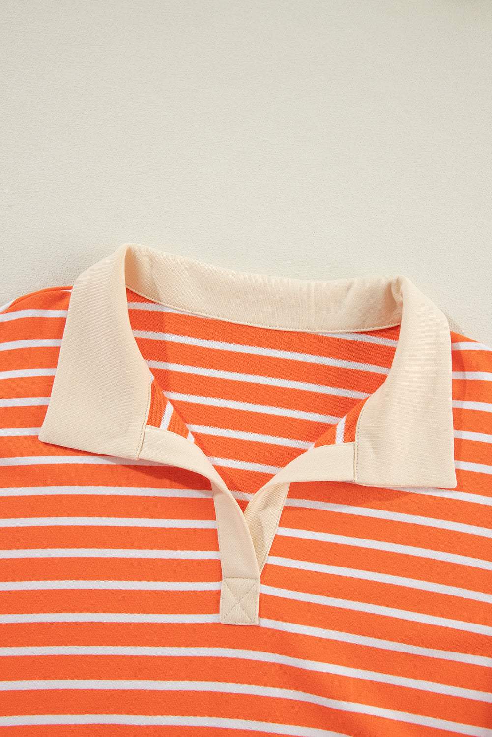 Striped Johnny Collar Long Sleeve Sweatshirt - Trendsi - Flyclothing LLC