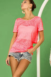 BiBi Burn Out Knit Top with Back Double Twist Detail - Trendsi