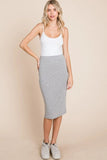 BOMBOM Elastic Waist Pencil Skirt - Trendsi