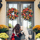 New Autumn Peony Halloween Pumpkin Wreath Home Decor