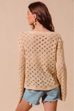 SO ME Geometric Pattern Open Knit Lightweight Sweater - Trendsi