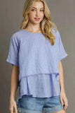 Umgee Full Size Eyelet Layered Short Sleeve Blouse Plus Size - Trendsi
