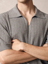 Men's Plus Size Johnny Collar Half Sleeve Knit Polo - Trendsi - Flyclothing LLC