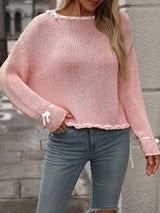 Dropped Shoulder Long Sleeve Sweater - Trendsi - Flyclothing LLC