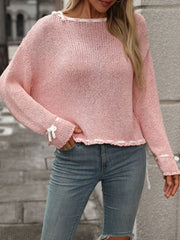 Dropped Shoulder Long Sleeve Sweater - Trendsi