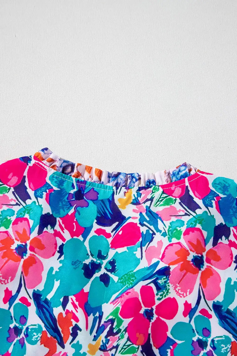 Mixed Floral Print Tie Neck Short Sleeve Dress - Trendsi - Flyclothing LLC
