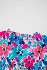 Mixed Floral Print Tie Neck Short Sleeve Dress - Trendsi - Flyclothing LLC