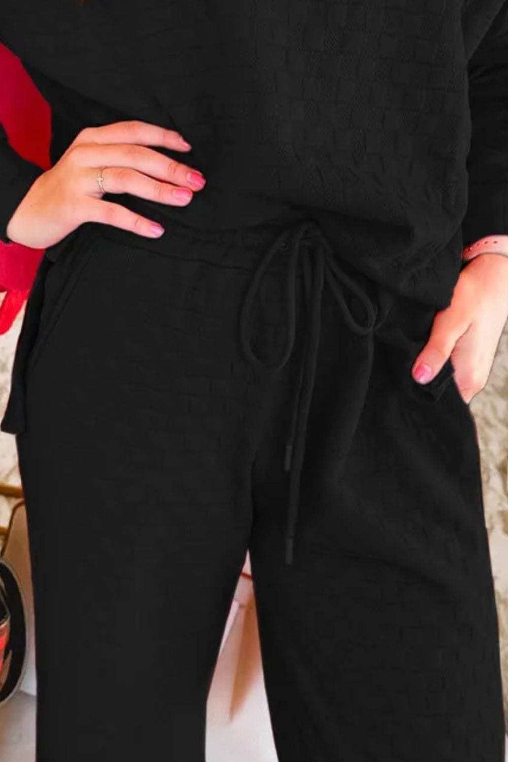 High-Low Round Neck Top and Pants Set - Trendsi - Flyclothing LLC