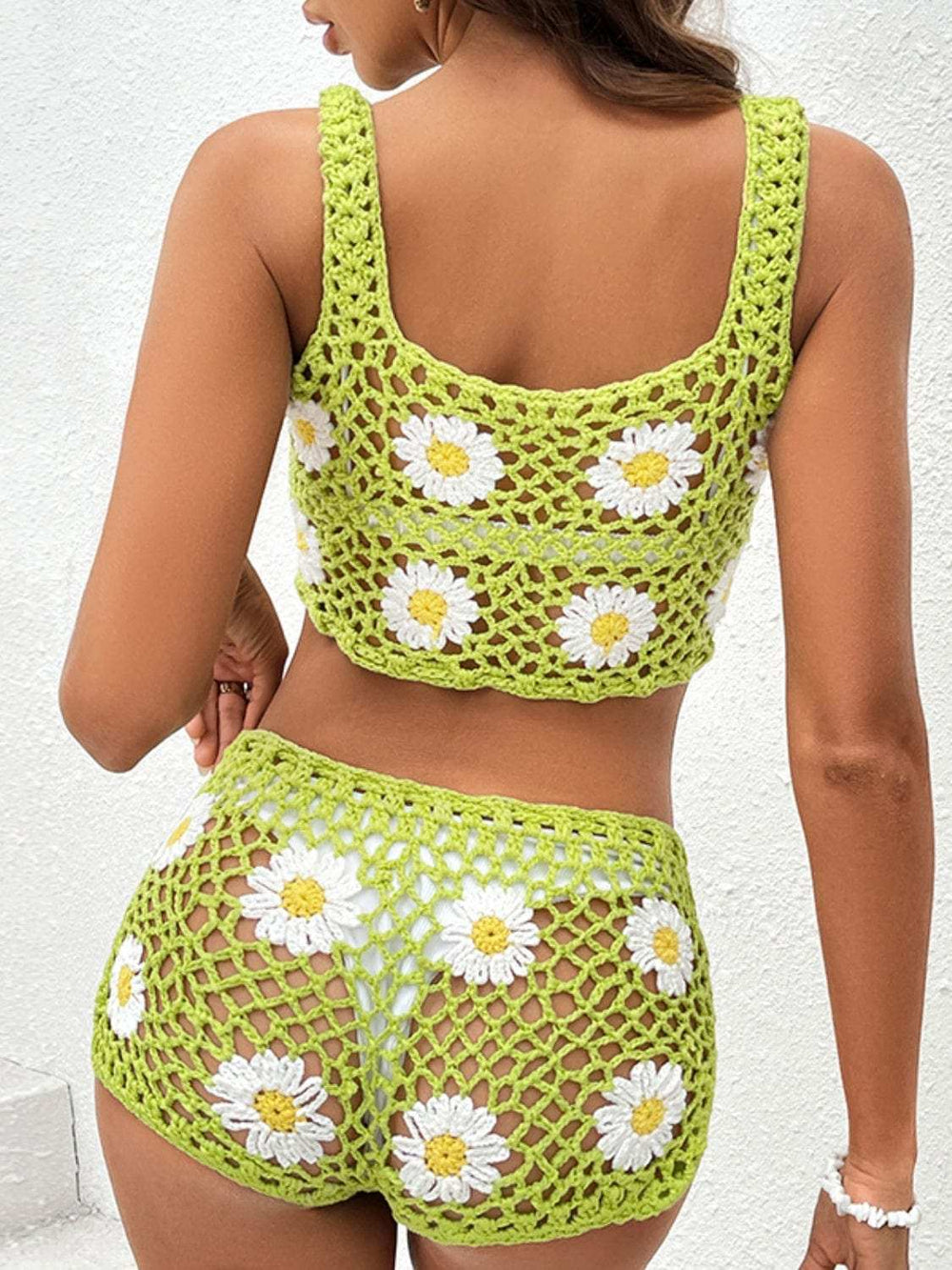 Flower Cutout Wide Strap Two-Piece Cover Up - Trendsi - Flyclothing LLC