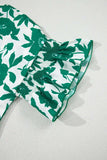 Floral Print Ruffled Short Sleeve Round Neck Loose Blouse - Trendsi - Flyclothing LLC