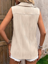 Button Up Collared Neck Tank - Trendsi - Flyclothing LLC