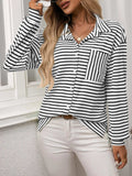Striped Button Up Long Sleeve Shirt - Trendsi - Flyclothing LLC