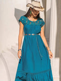 Round Neck Short Sleeve Maxi Dress - Trendsi - Flyclothing LLC