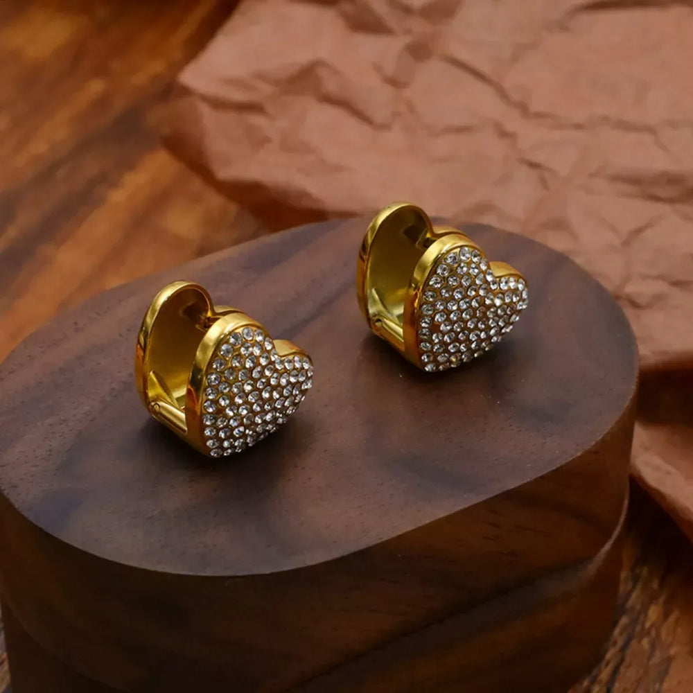 Heart-Shaped Stud Earrings - Trendsi - Flyclothing LLC