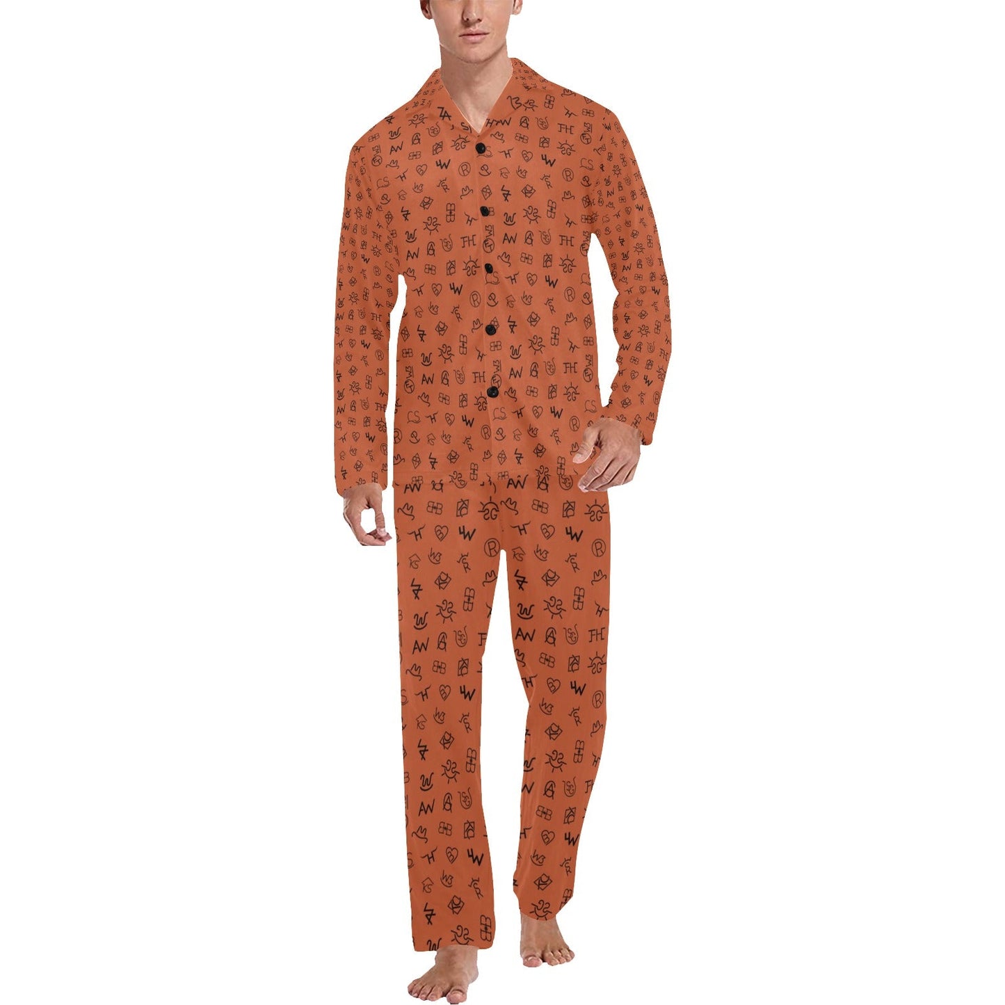 Baha Ranch Rust Cattle Brands Men's Western Pajama Set