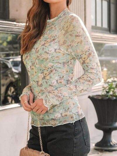 Lovelet Mock Neck Long Sleeve Top - Trendsi - Flyclothing LLC