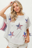 BiBi American Flag Sequin Star Fringe Top - Trendsi - Flyclothing LLC