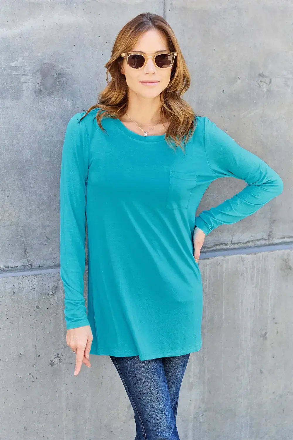 Basic Bae Full Size Round Neck Long Sleeve Top - ShopBasicbae - Flyclothing LLC