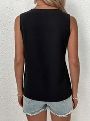 Full Size Lace Detail V-Neck Tank - Trendsi