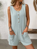 Pocketed Round Neck Sleeveless Romper - Trendsi - Flyclothing LLC