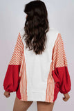 Striped Johnny Collar Long Sleeve Sweatshirt - Trendsi - Flyclothing LLC