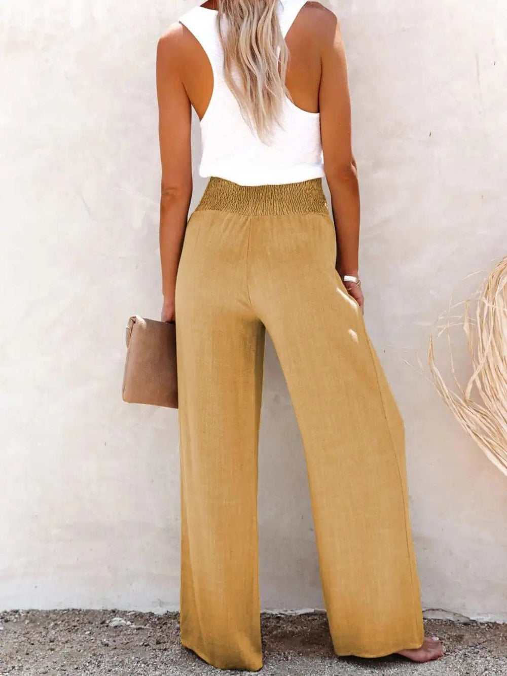Full Size Decorative Button High Waist Pants - Trendsi - Flyclothing LLC