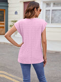 Textured Round Neck Cap Sleeve T-Shirt - Trendsi - Flyclothing LLC