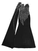 Rhinestone Pearl Detail One-Shoulder Mermaid Maxi Dress - Trendsi - Flyclothing LLC