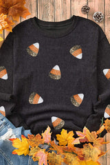 Sequin Round Neck Long Sleeve Sweatshirt - Trendsi - Flyclothing LLC