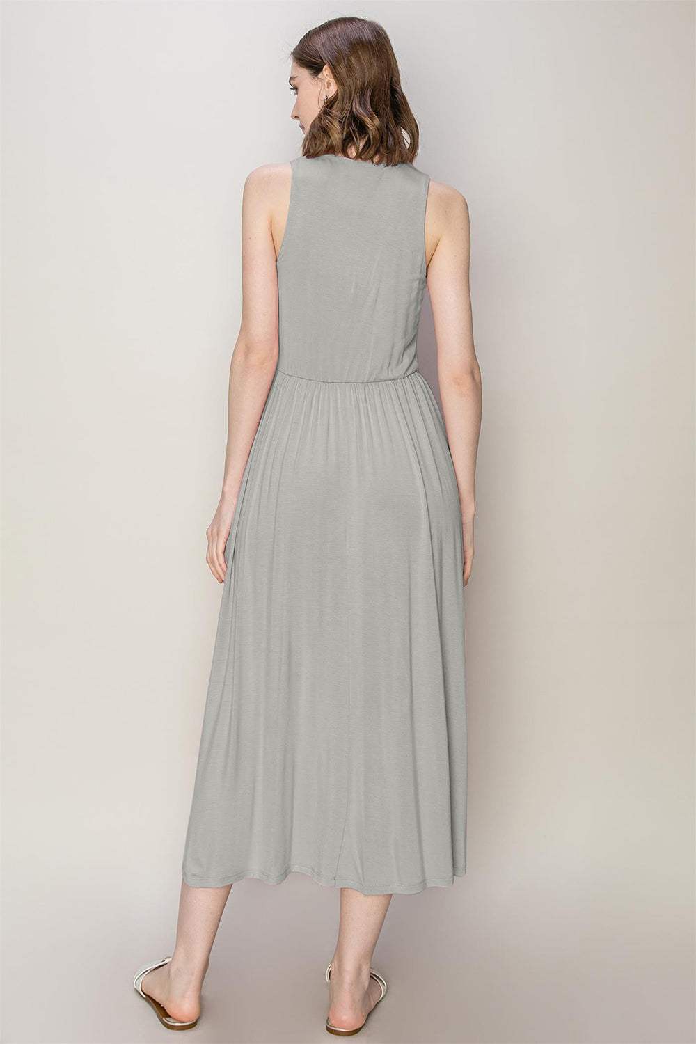 HYFVE Sleeveless Slit Midi Dress - Trendsi - Flyclothing LLC