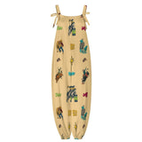 Baha Ranch The Last Roundup Western Rodeo Overalls Jumpsuit - Tan