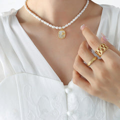 18K Gold-Plated Freshwater Pearl Necklace - Trendsi