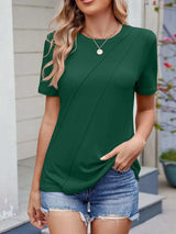 Round Neck Short Sleeve T-Shirt - Trendsi - Flyclothing LLC