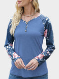 V-Neck Floral Long Sleeve T-Shirt - Trendsi - Flyclothing LLC