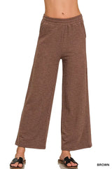 Zenana Cotton Slub Wide Leg Pants - Trendsi - Flyclothing LLC